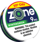 ZONE WINTERGREEN 9MG .50 OFF   5CAN