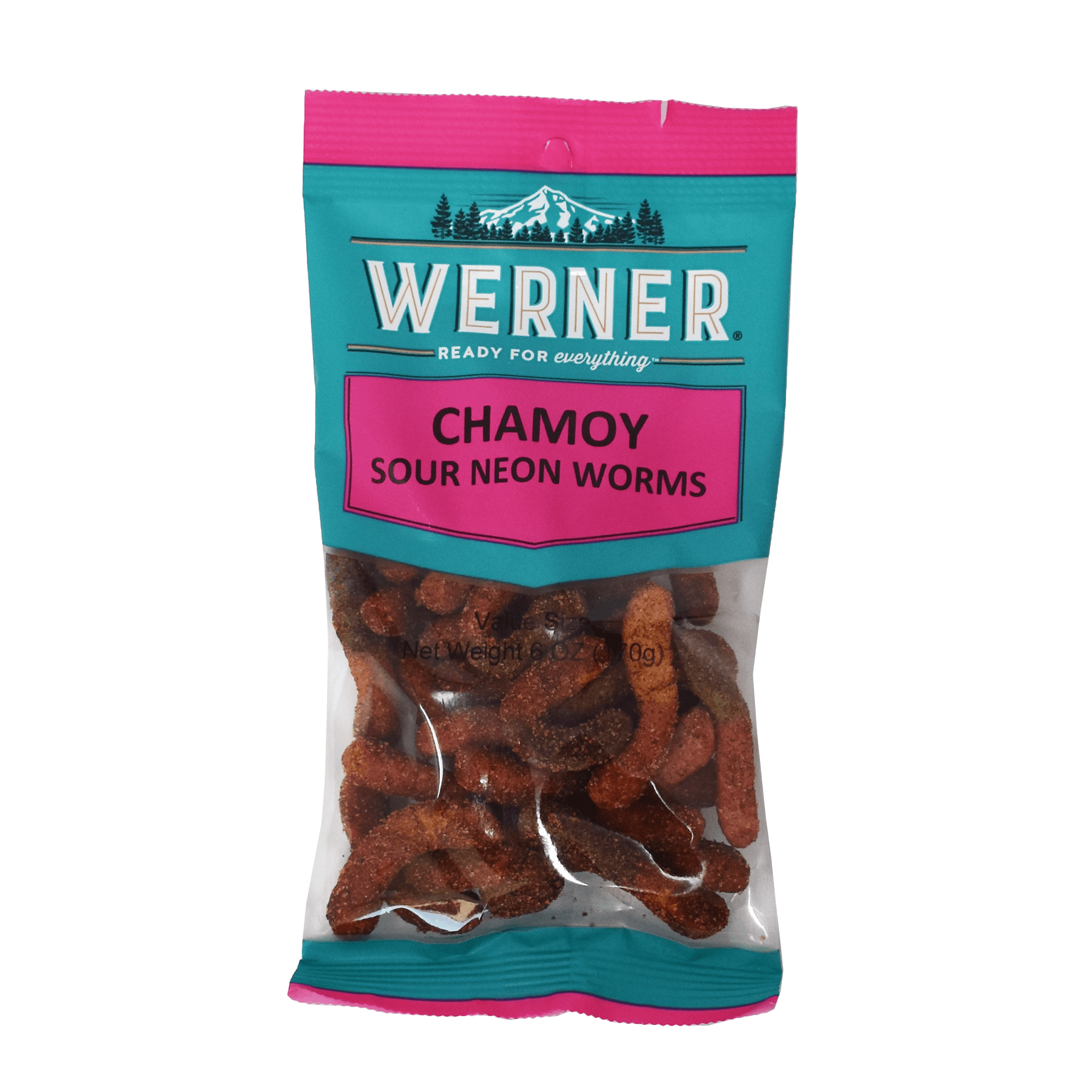 WERNER CHAMOY SOUR NEON WORMS 6OZ
