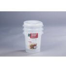 CONTAINER RND 4QT W/LIDS TRANS 3CT