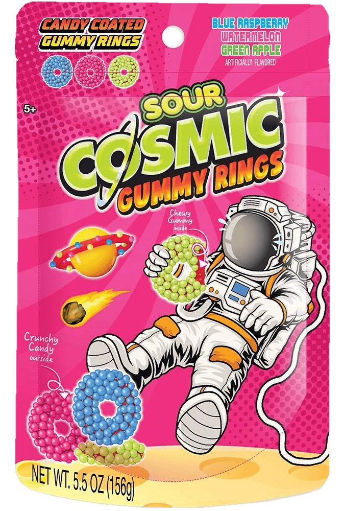 COSMIC SOUR CANDY GUMMY RING PG 8CT