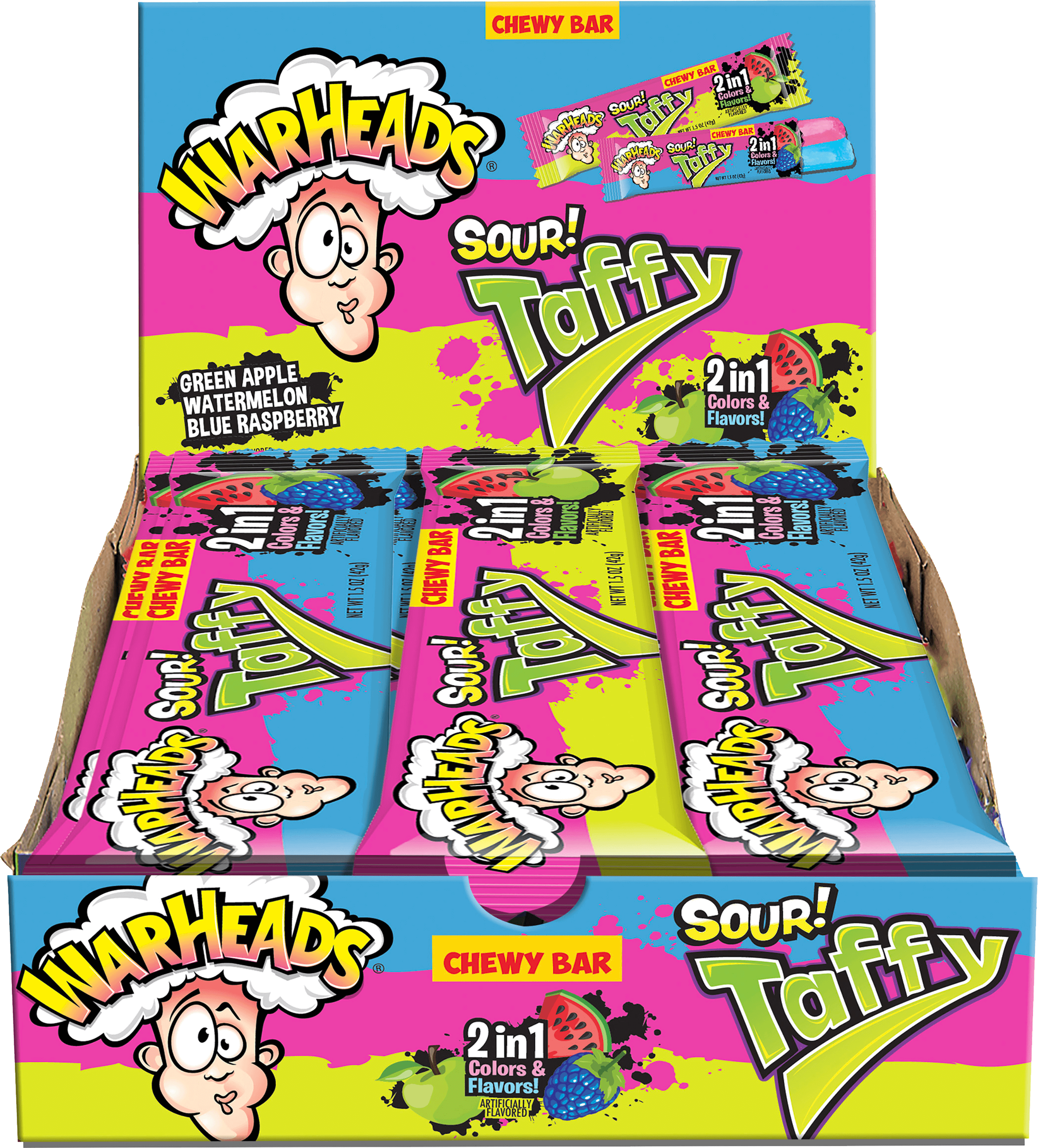 FLIX WARHEADS 2IN1 TAFFY BAR   24CT