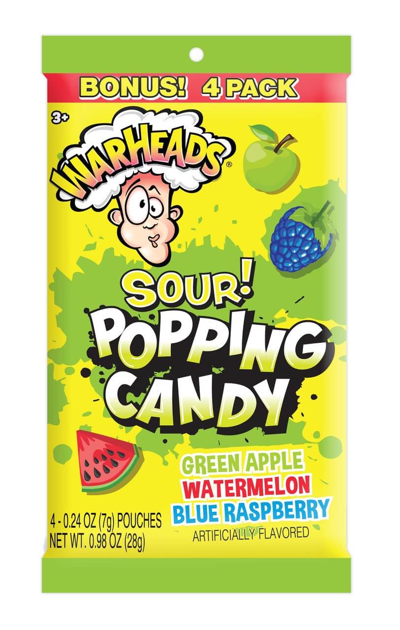 WARHEADS 4PK POPPING CANDY PEG 12CT