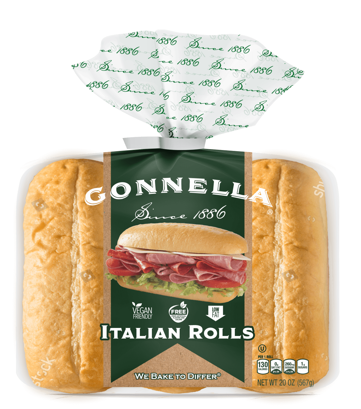 BUN HOAGIE SFT ITAL 6.5″GNLA 12/6PK