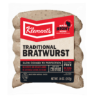 KLEMENTS BRATWURST RETAIL      14OZ