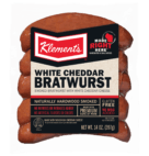 KLEMENTS CHED.BRATWURST RETAIL 14OZ