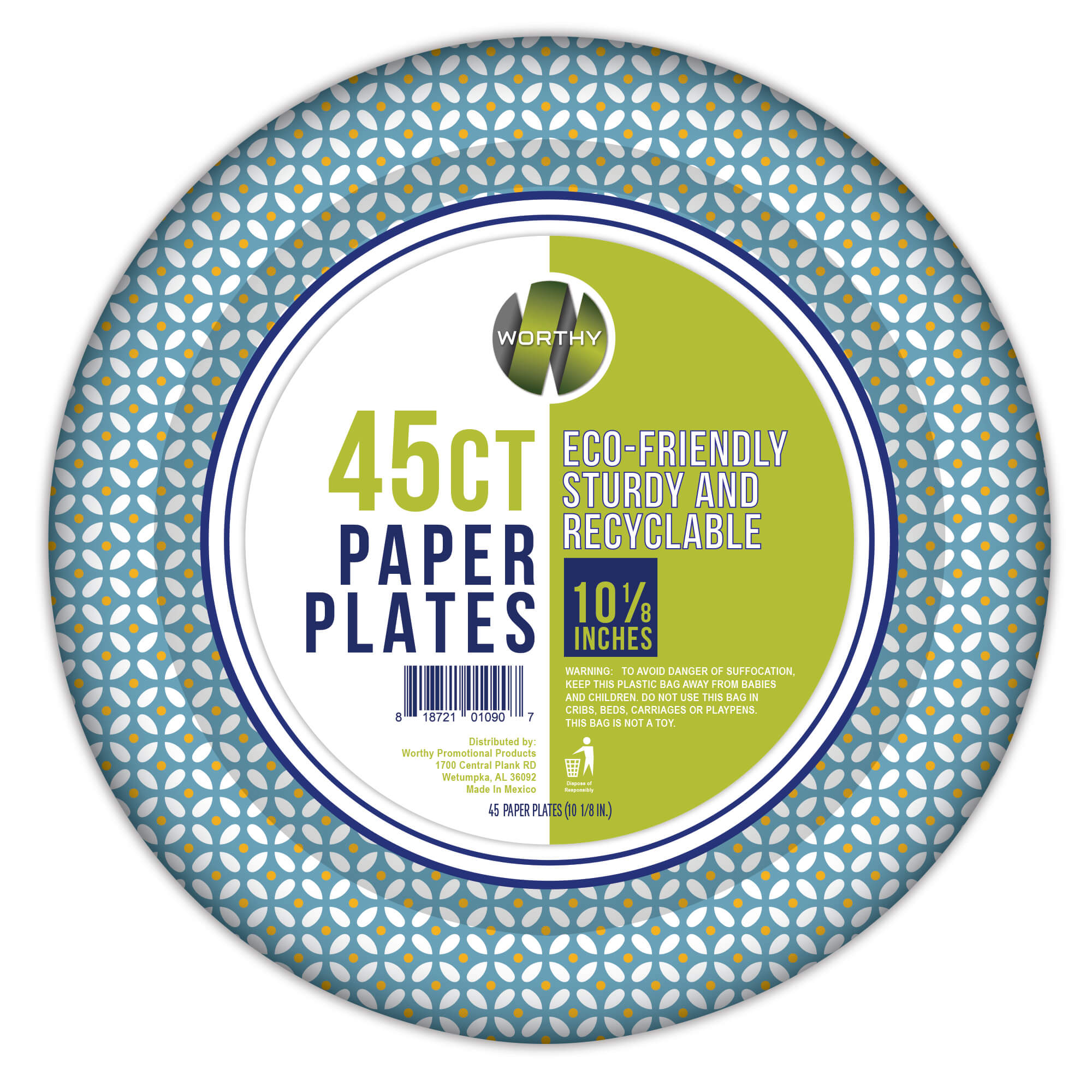 PLATE PA 10.125″ WORTHY        45CT