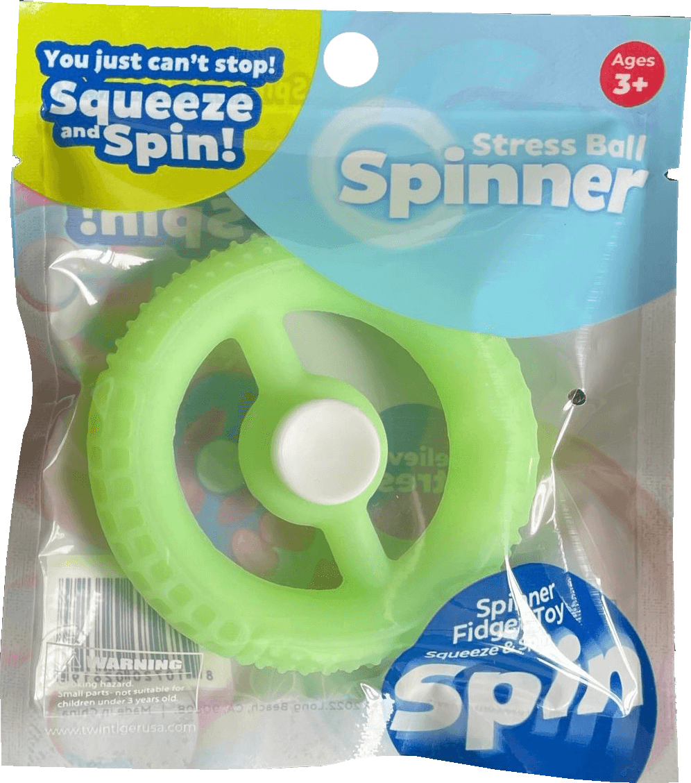 TOY STRESS BALL SPINNERS GLOW 24CT